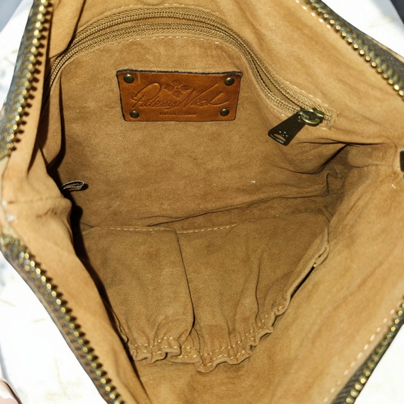 Patricia Nash Tan Leather Clutch with Embossed Floral Design - Picture 5 of 6